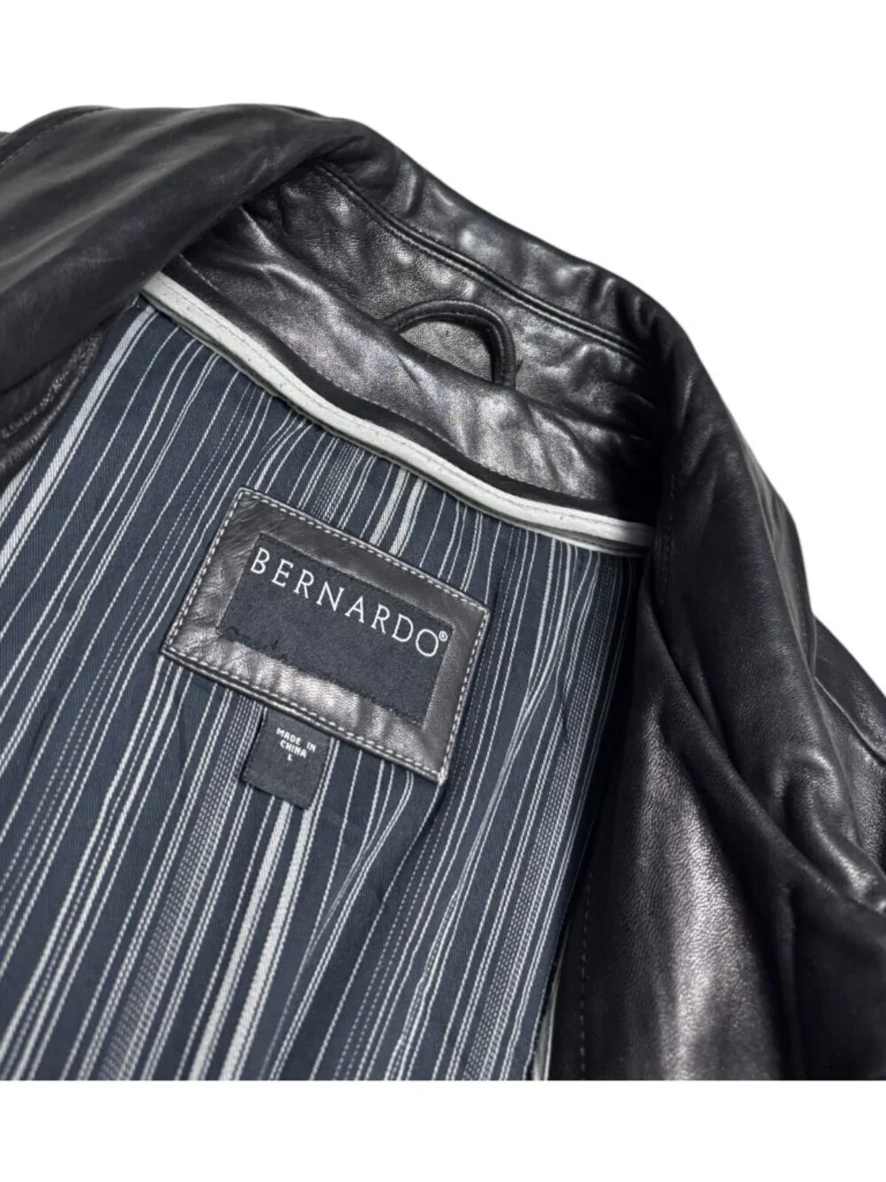 BERNARDO GENUINE LEATHER Designer Business Casual Winter Coat Jacket Mens Large